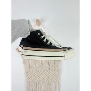 Converse CTAS Hi Top Platform Sneakers Womens Size 6 Black Raw Edge Chunky Sole